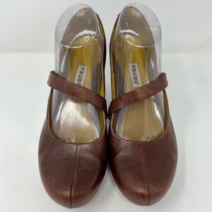 TSUBO Acrea Mary Janes Japan Shoe Burgundy Brown Leather 4” Heels Slingback
